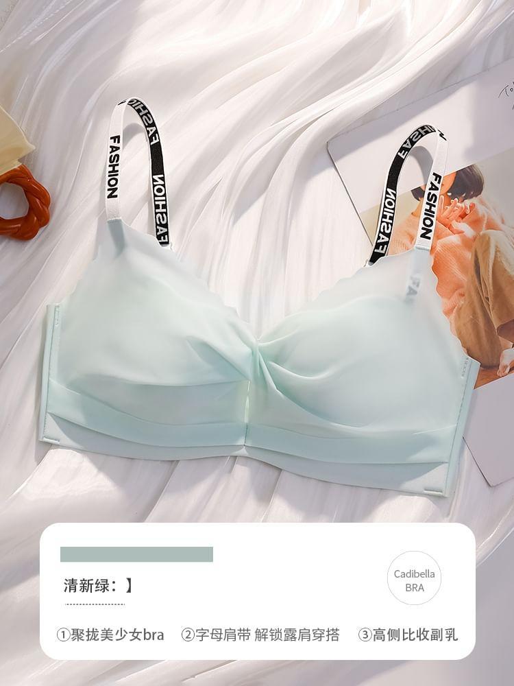 Lettering Ruched Wireless Bra Product Image