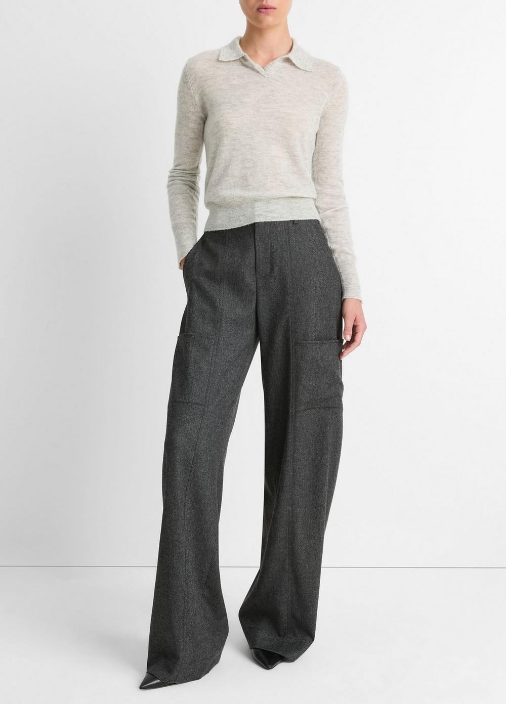 Womens Wool-Blend Polo Sweater, Iris Water, Size XL Vince Product Image