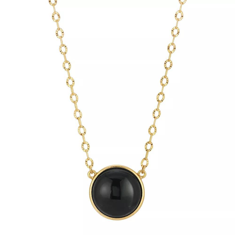 1928 Gold Tone Simulated Onyx Necklace, Womens, Black Product Image