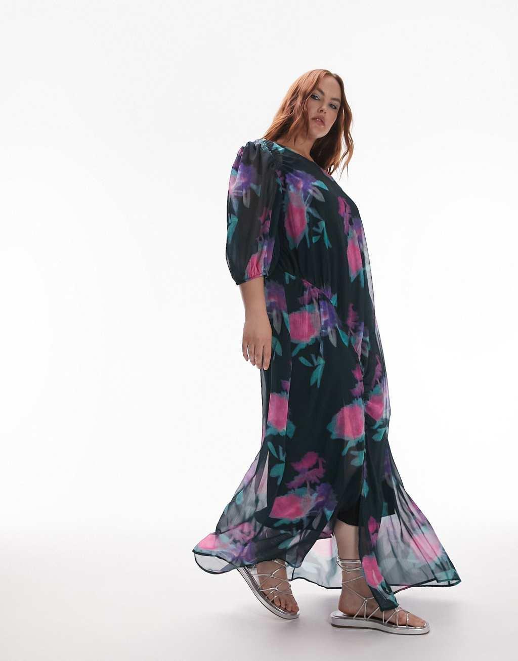 Topshop Curve chuck on ruched midi dress Product Image