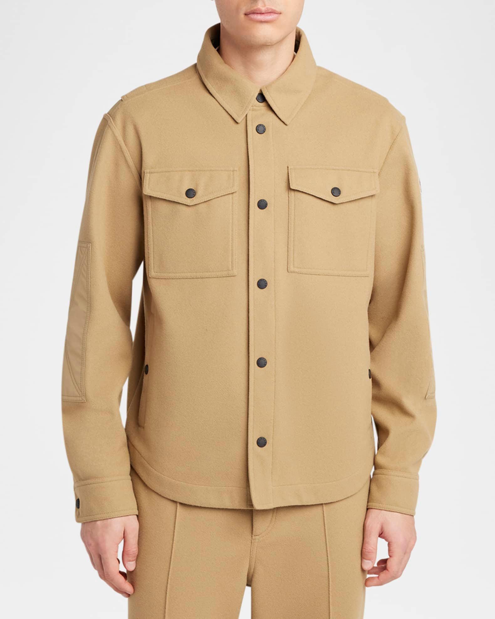 Brushed Jersey Snap-Front Overshirt Product Image