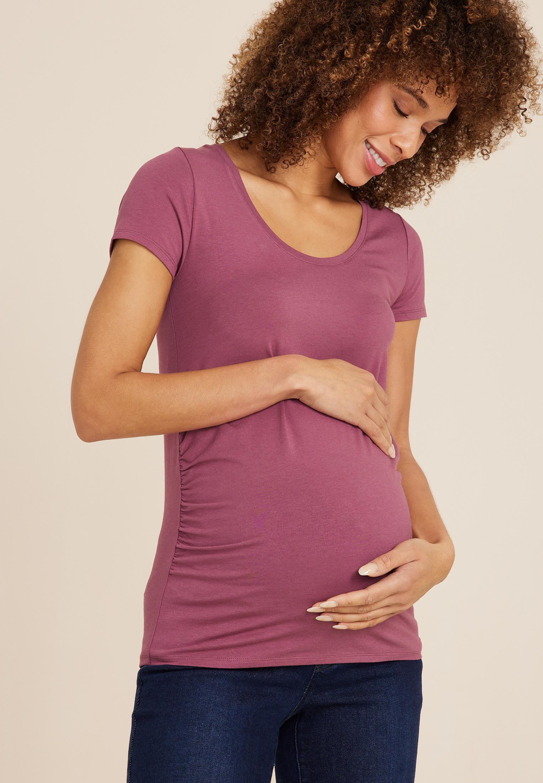 Maurices Womens Solid Scoop Neck Maternity Tee Size Large Product Image