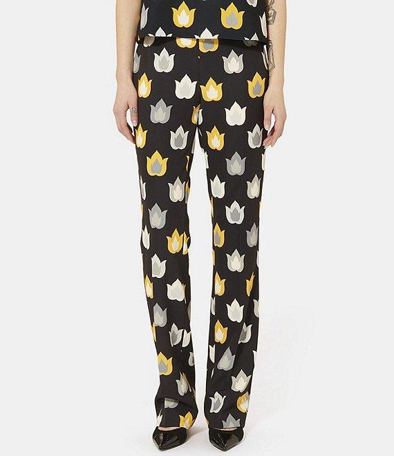 Tara Jarmon Paivan Woven Stretch Flame Print Mid Rise Straight Leg Pants Product Image