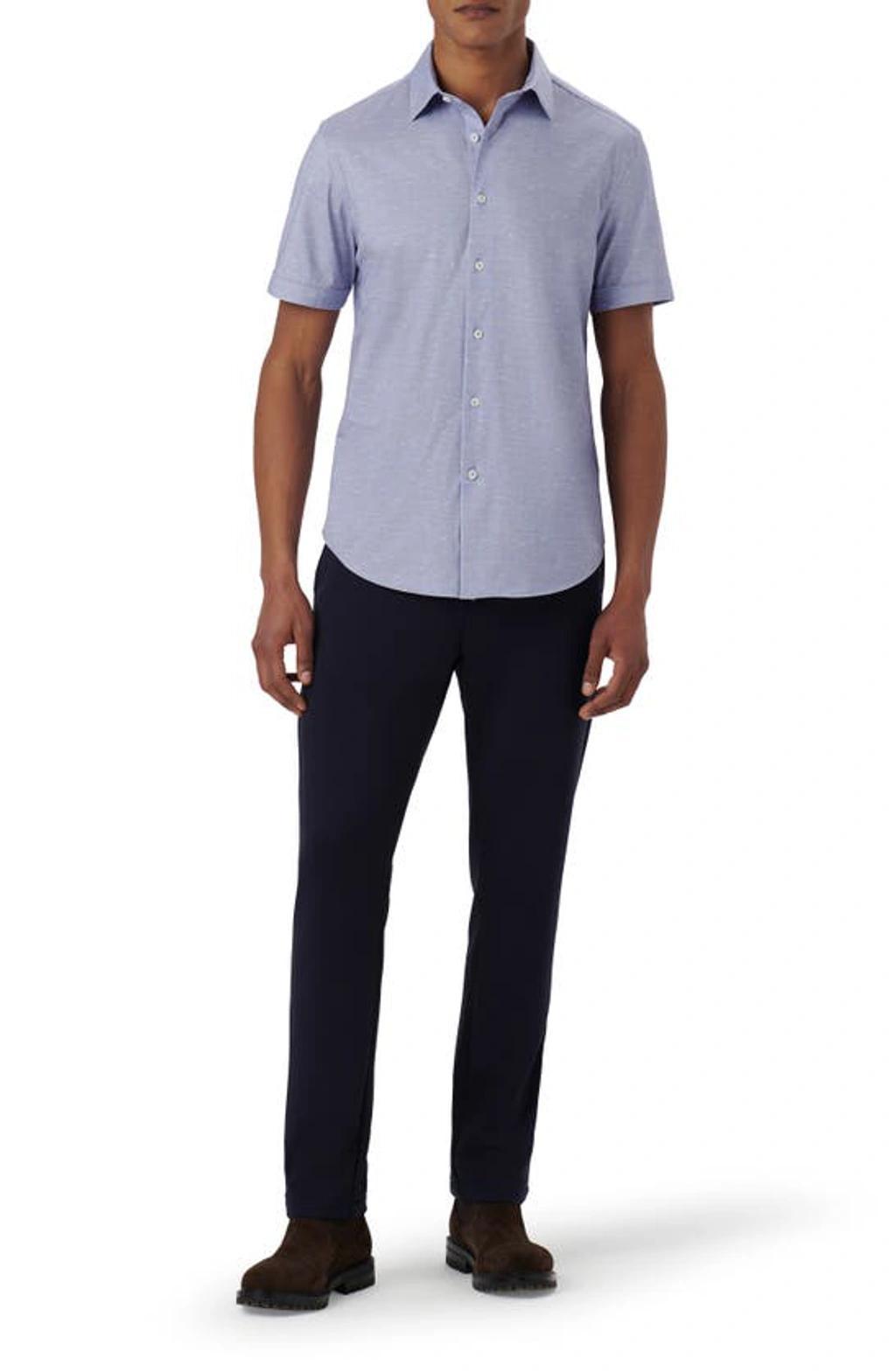 BUGATCHI Men's Ooohcotton Tech Heathered Sport Shirt In Lilac Product Image