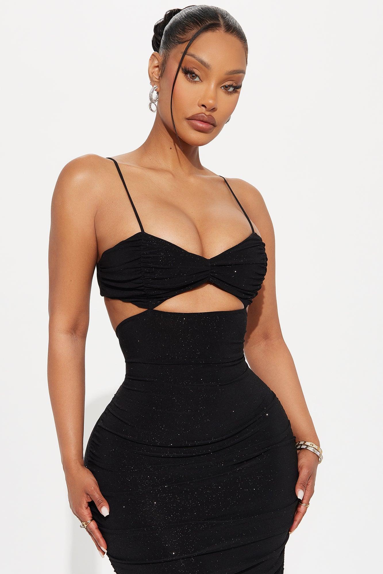 Sparkling Bright Glitter Maxi Dress - Black Product Image