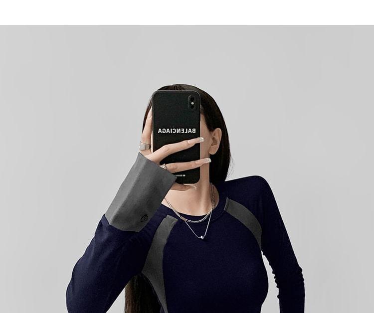 Long-Sleeve Crew Neck Striped Tee Product Image
