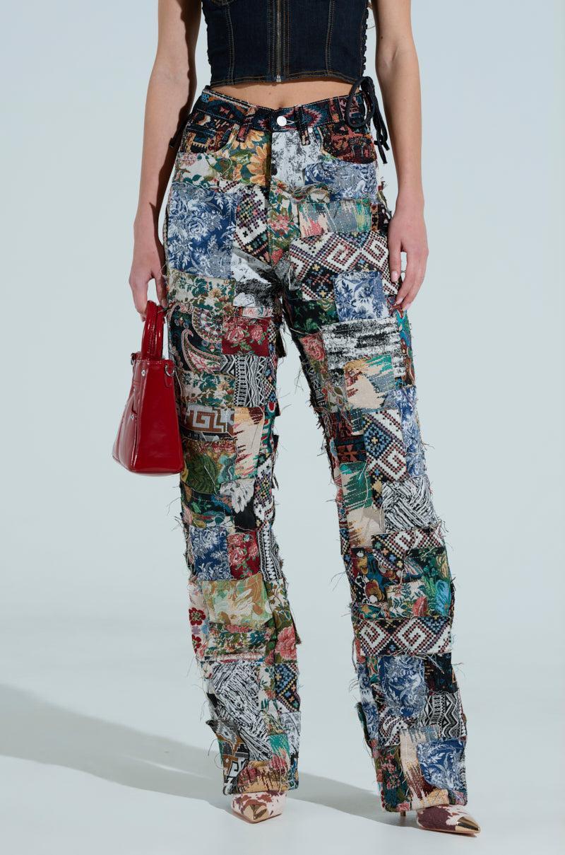 ODESSA RELAXED FIT PATCHWORK PANTS Product Image