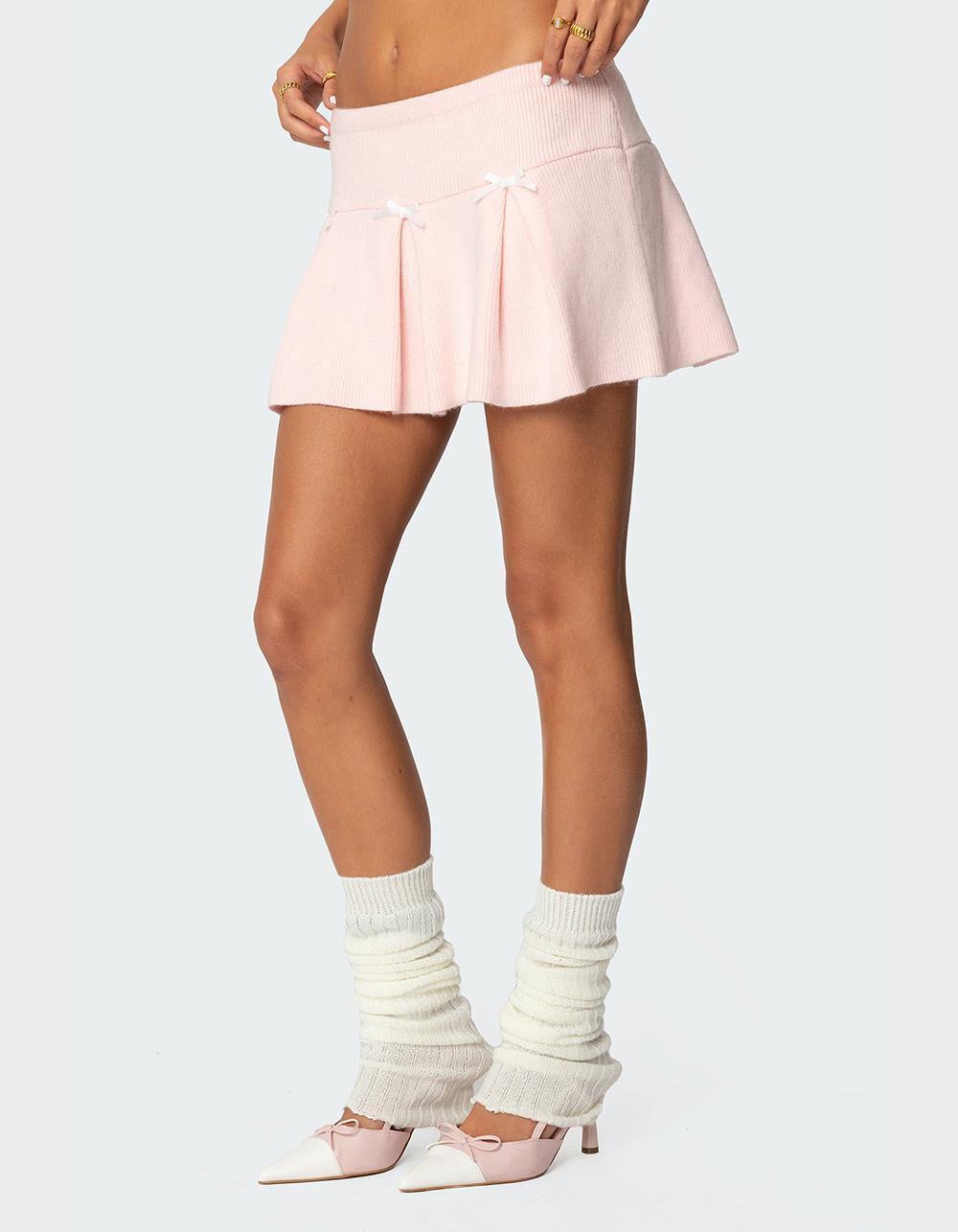 EDIKTED Easter Pleated Knit Mini Skirt Product Image
