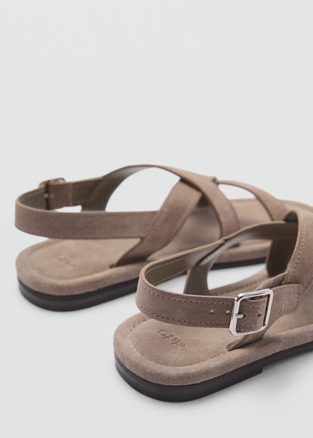 Mango Mens Crossed Straps Suede Leather Sandals Product Image