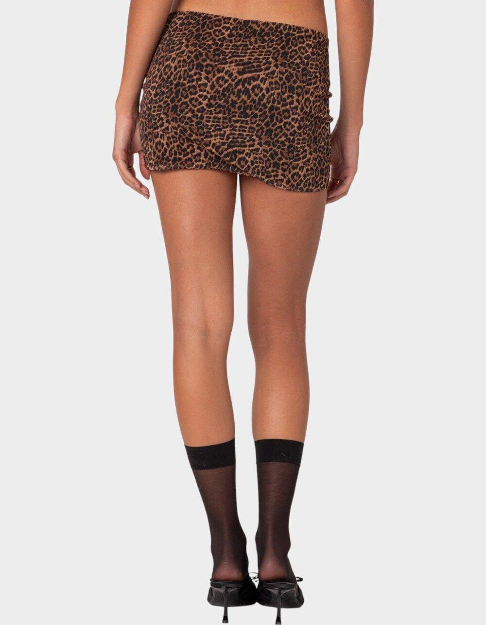 EDIKTED Edin Leopard Print Mesh Mini Skirt Product Image