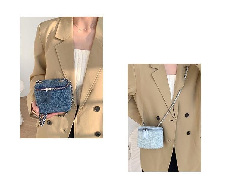 Chain Strap Quilted Denim Crossbody Bag Product Image