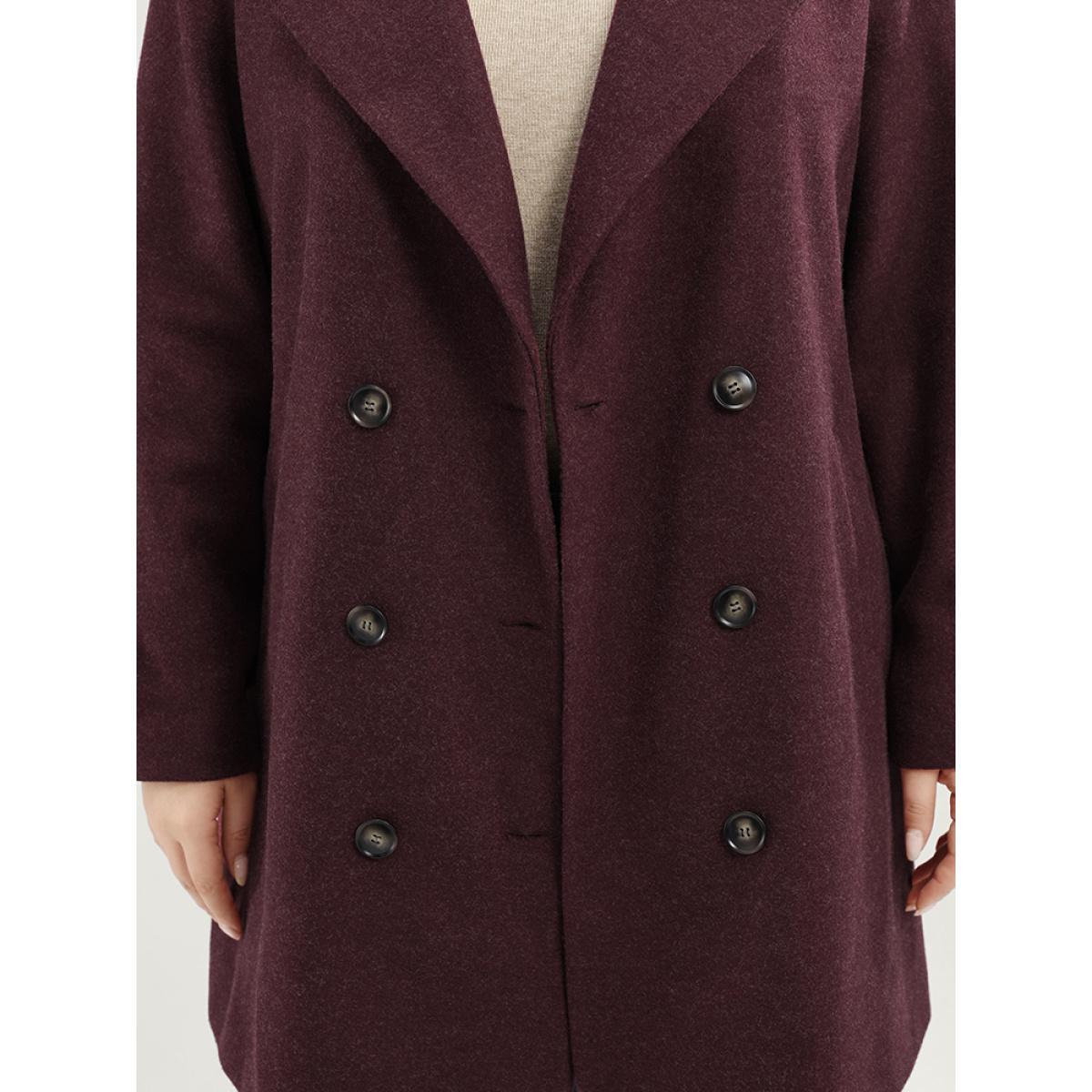 Plus Size Solid Suit Collar Pocket Double Breasted Blazer Women Burgundy Casual Double-Breasted Ladies Dailywear Winter Coats BloomChic 10/M Product Image