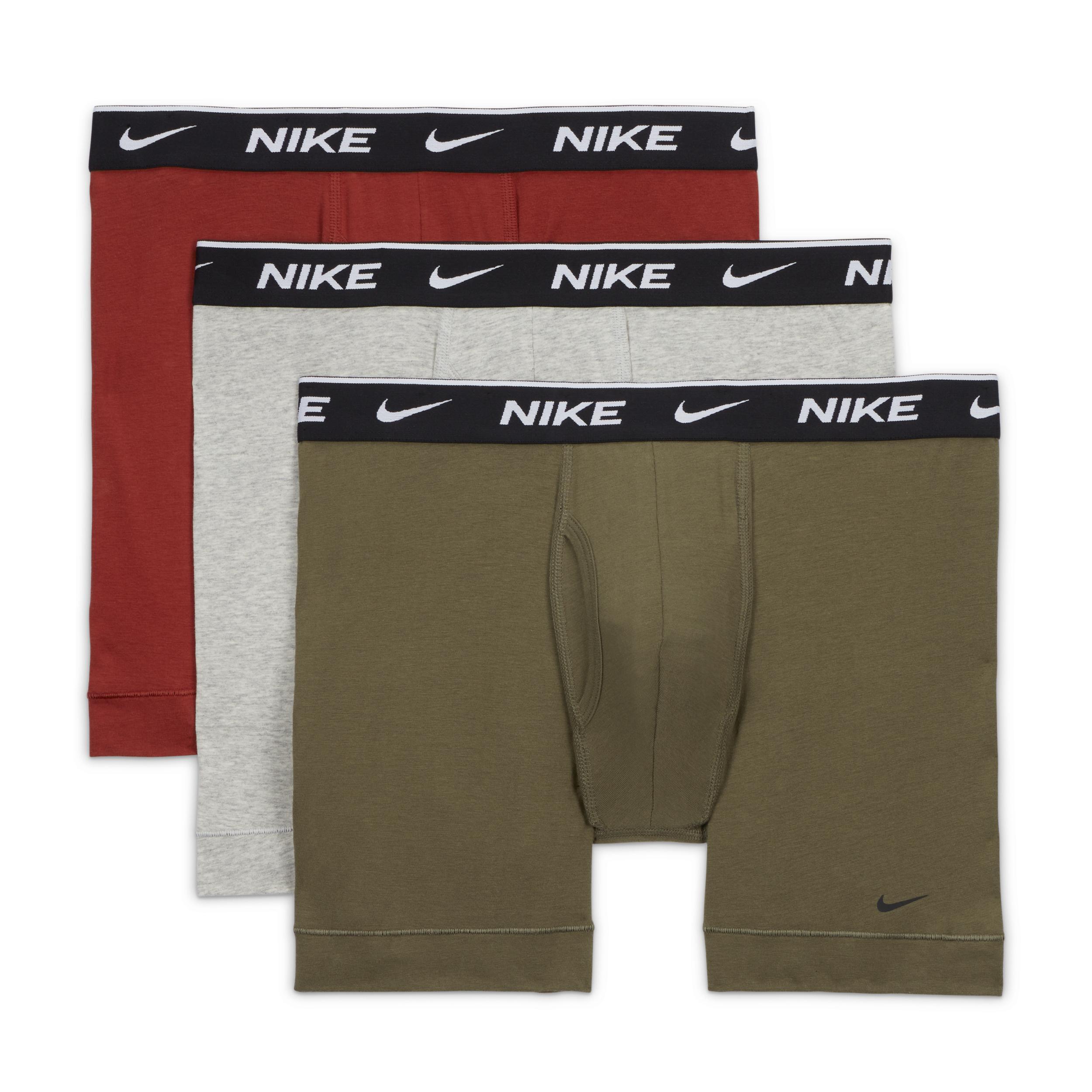 Men's Nike Dri-FIT Essential 3-pack Stretch Boxer Briefs, Size: Large, Black Orange Blue Product Image