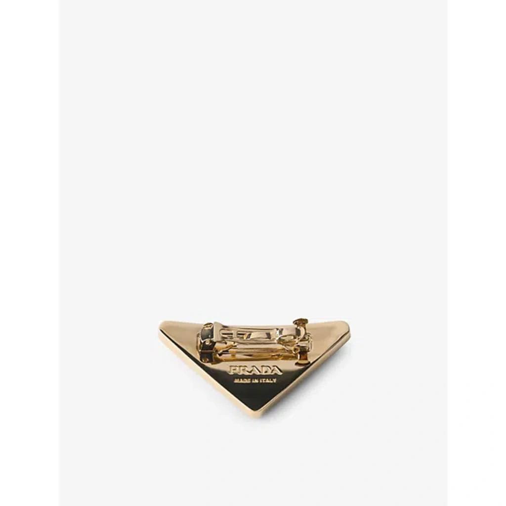 PRADA Womens Neutral Triangular Brand-motif Metal Hairclip Product Image