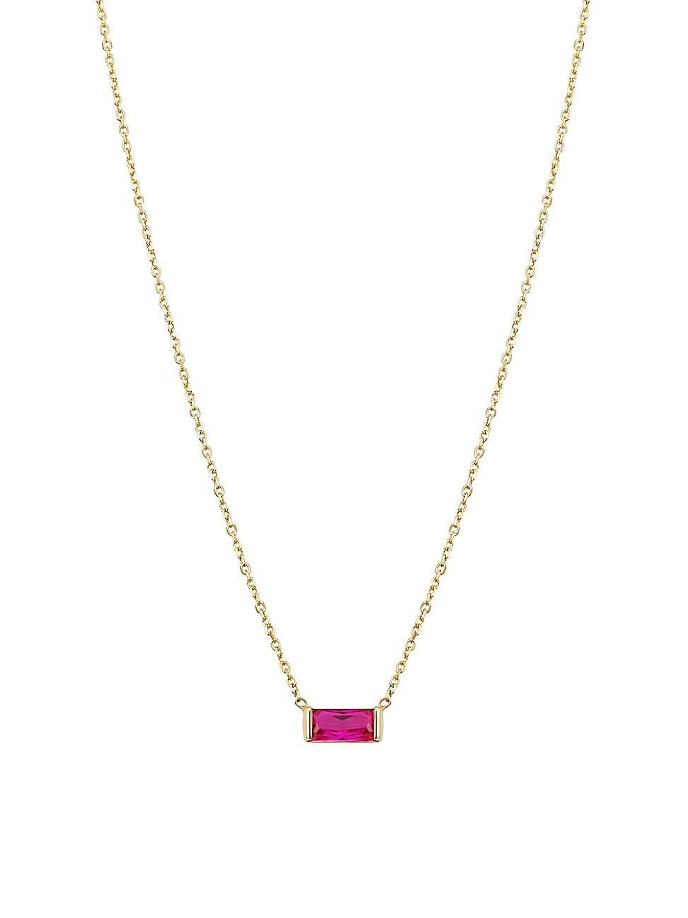 Womens 14K Yellow Solid Gold, Fresco Baguette Pendant Necklace Product Image