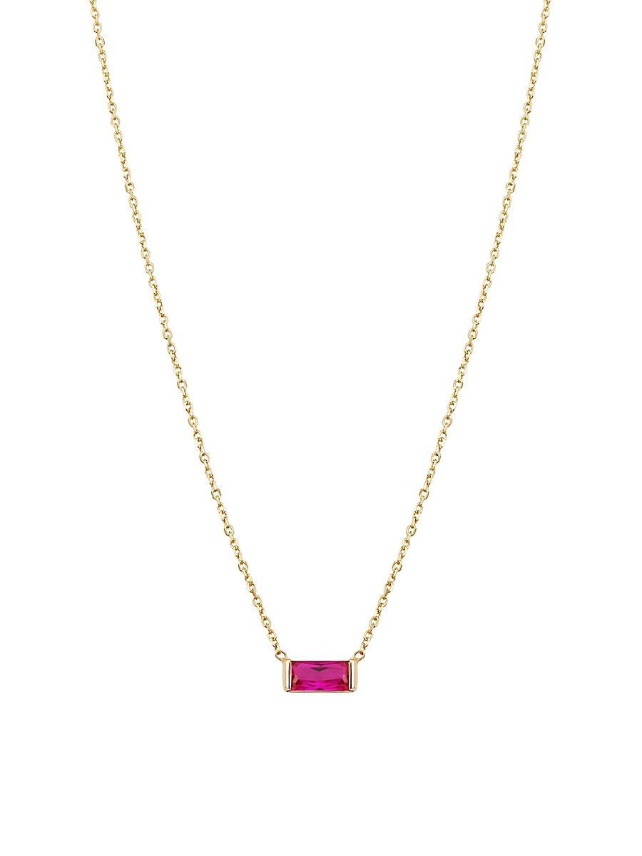 Womens 14K Yellow Solid Gold, Fresco Baguette Pendant Necklace Product Image