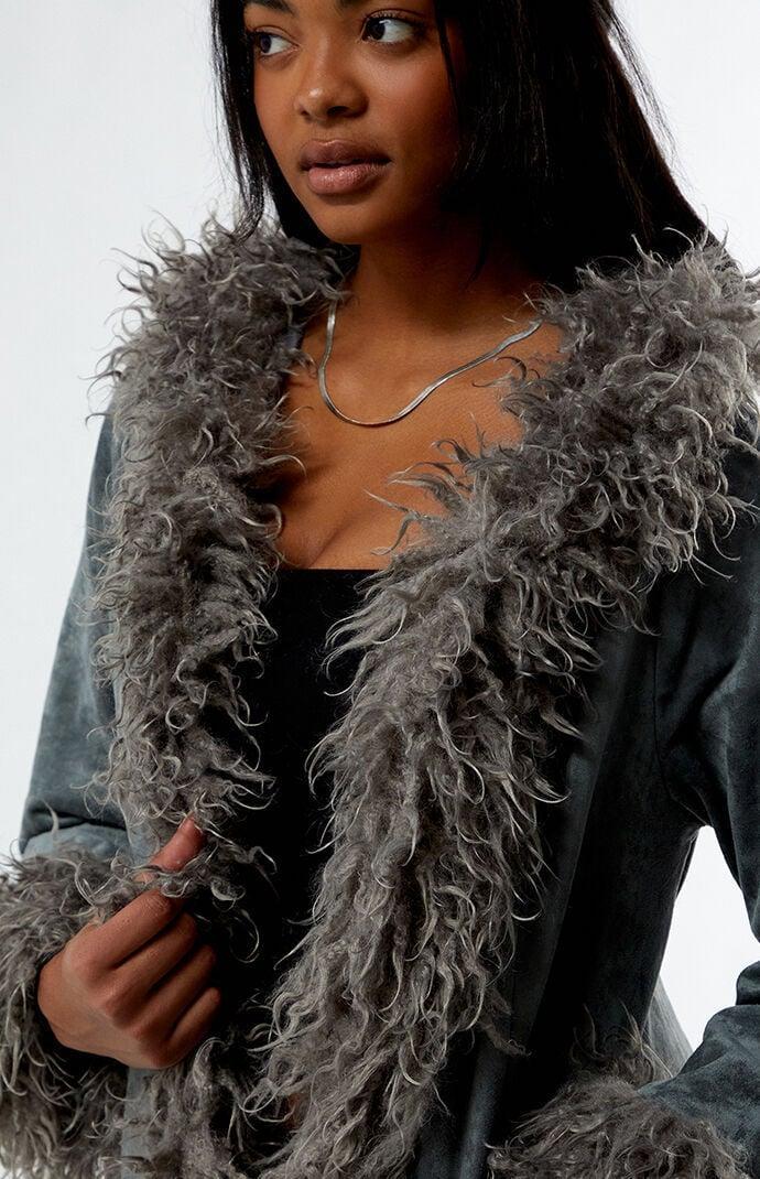Daisy Street Womens Faux Suede Fur Coat Product Image