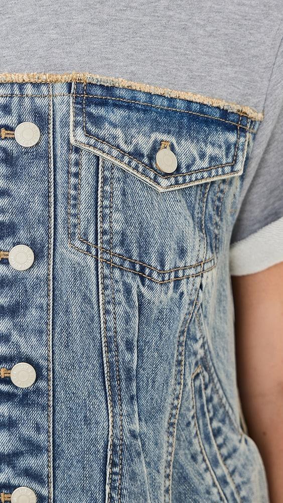 3.1 Phillip Lim Flounce Hybrid Denim Top with French Terry Combo | Shopbop Product Image