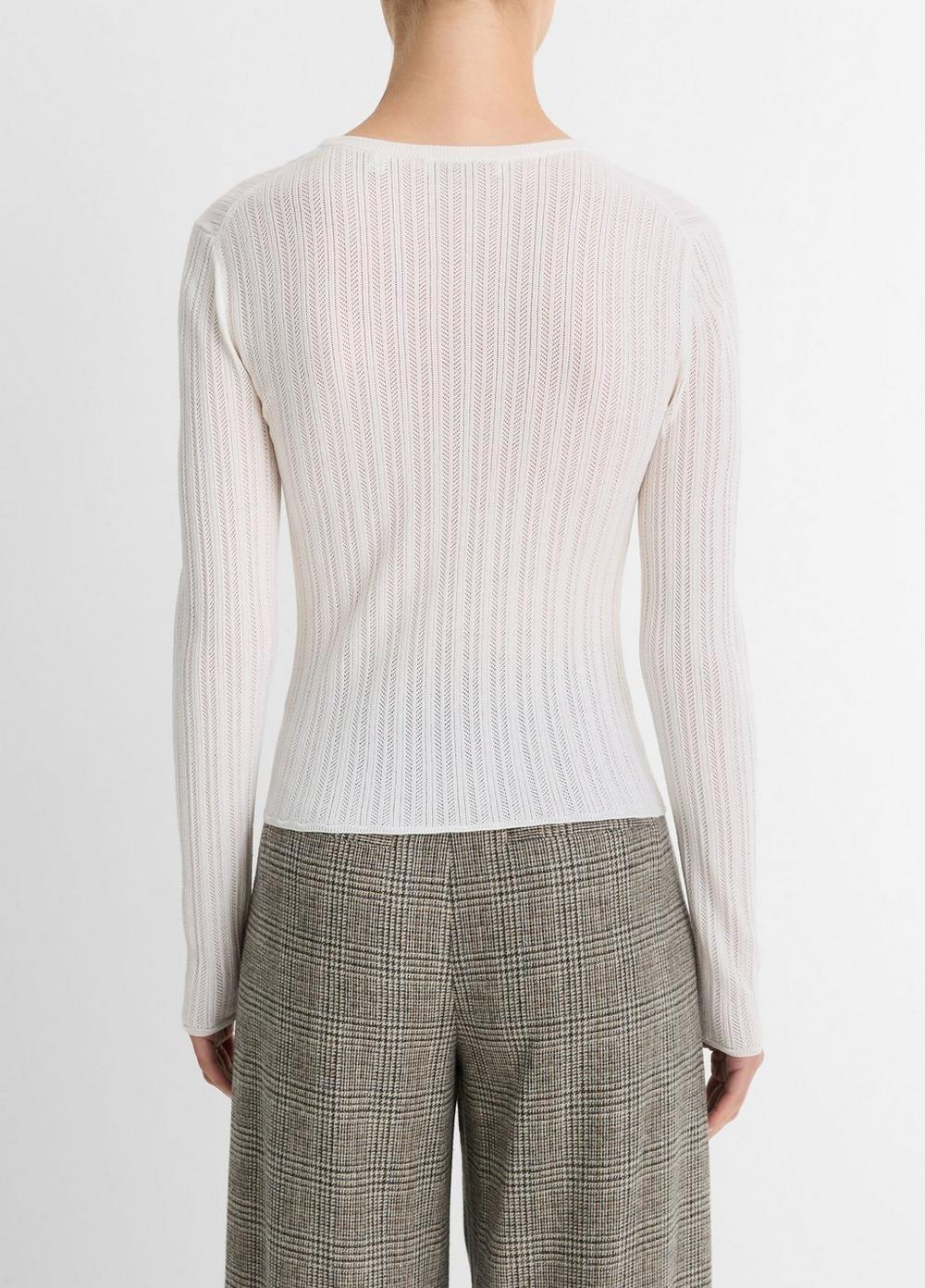 Womens Pointelle-stitch Italian Wool-Blend Sweater, Off White, Size XL Vince Product Image