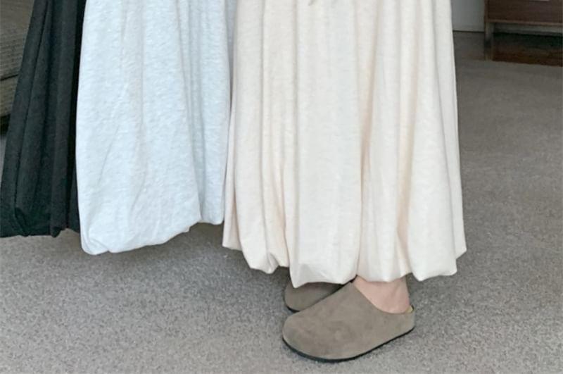 Drawstring Waist Plain Maxi A-Line Skirt Product Image