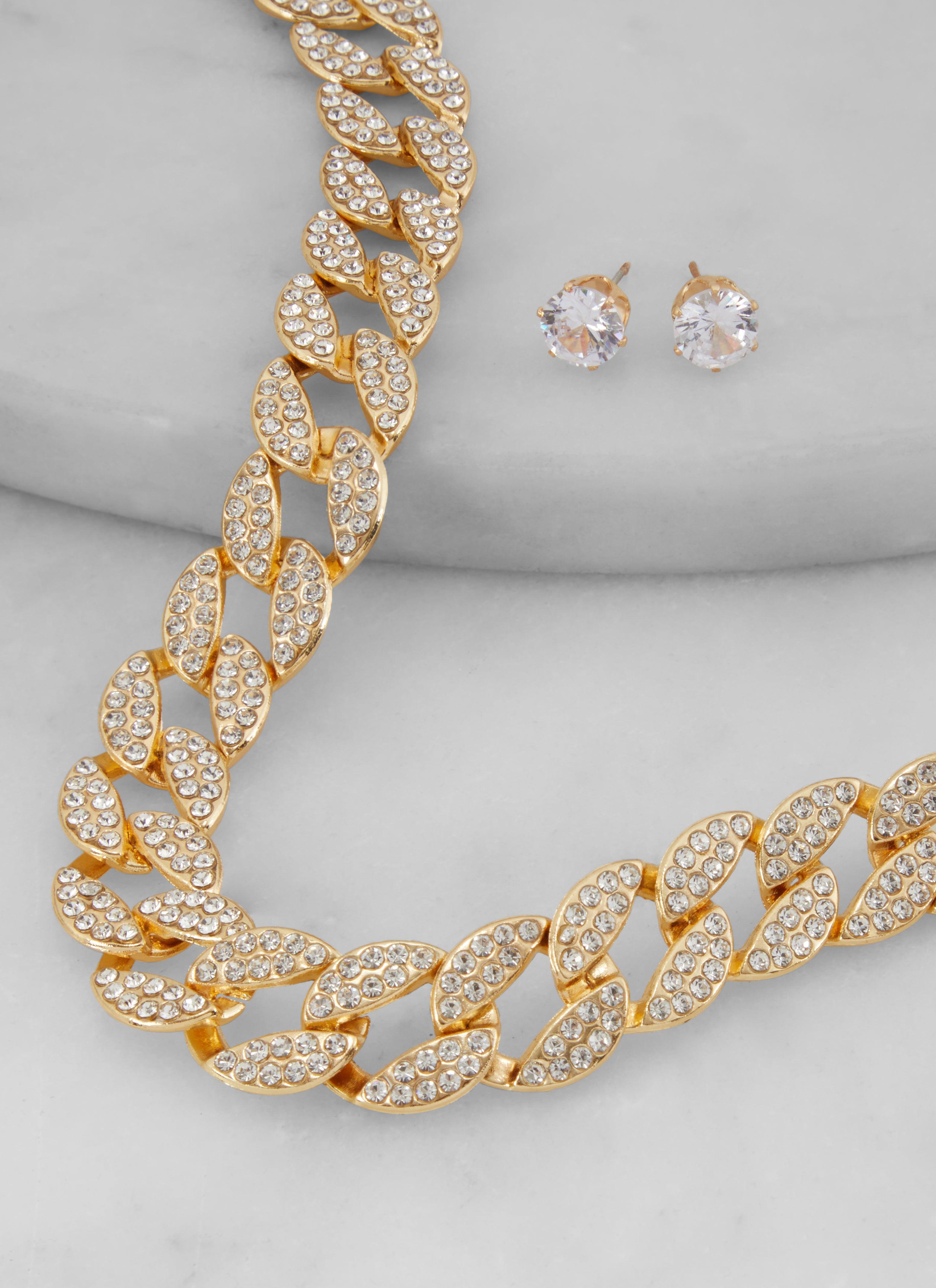 Religious Charm Layered Necklace and Drop Earrings Female Product Image