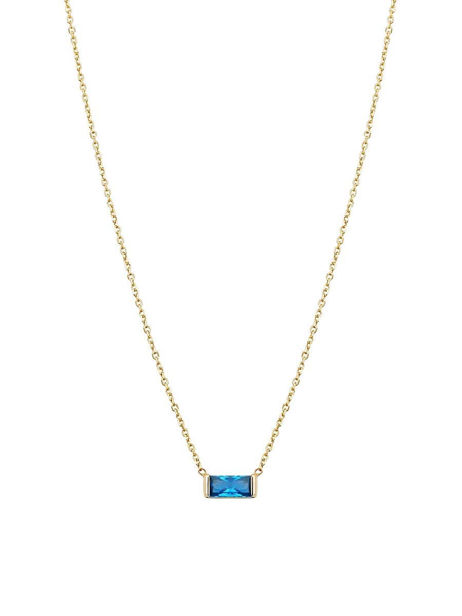 Womens 14K Yellow Solid Gold, Fresco Baguette Pendant Necklace Product Image