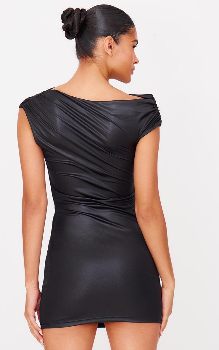 Black Foil Cut Out Twist Mini Dress Product Image