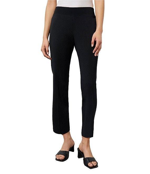 Ming Wang Woven Slim Straight Leg Elastic Waist Cropped Pull-On Pants Product Image