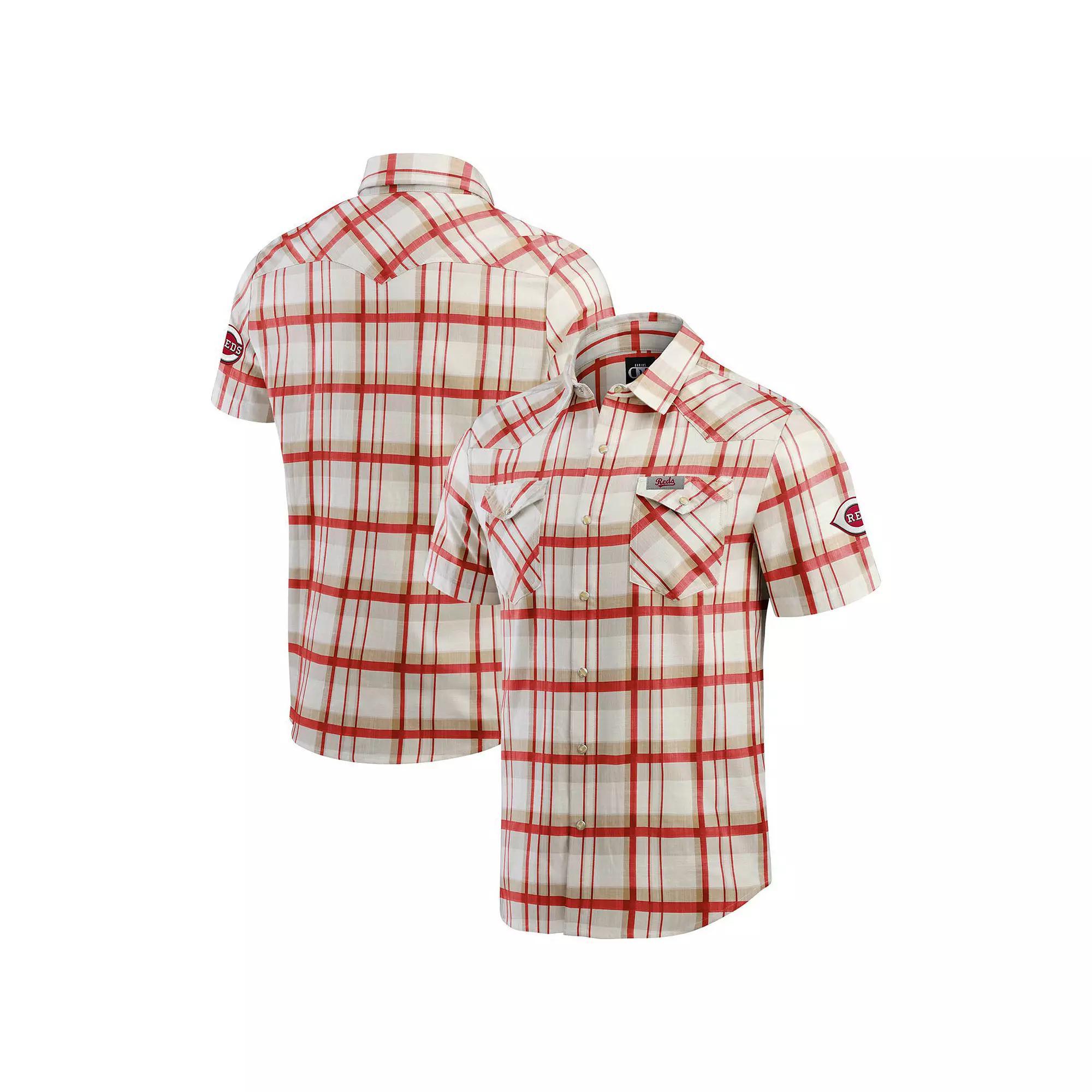 Men's Darius Rucker Collection by Fanatics Red Cincinnati Reds Plaid Full-Snap Shirt, Size: Small, Red Red Product Image