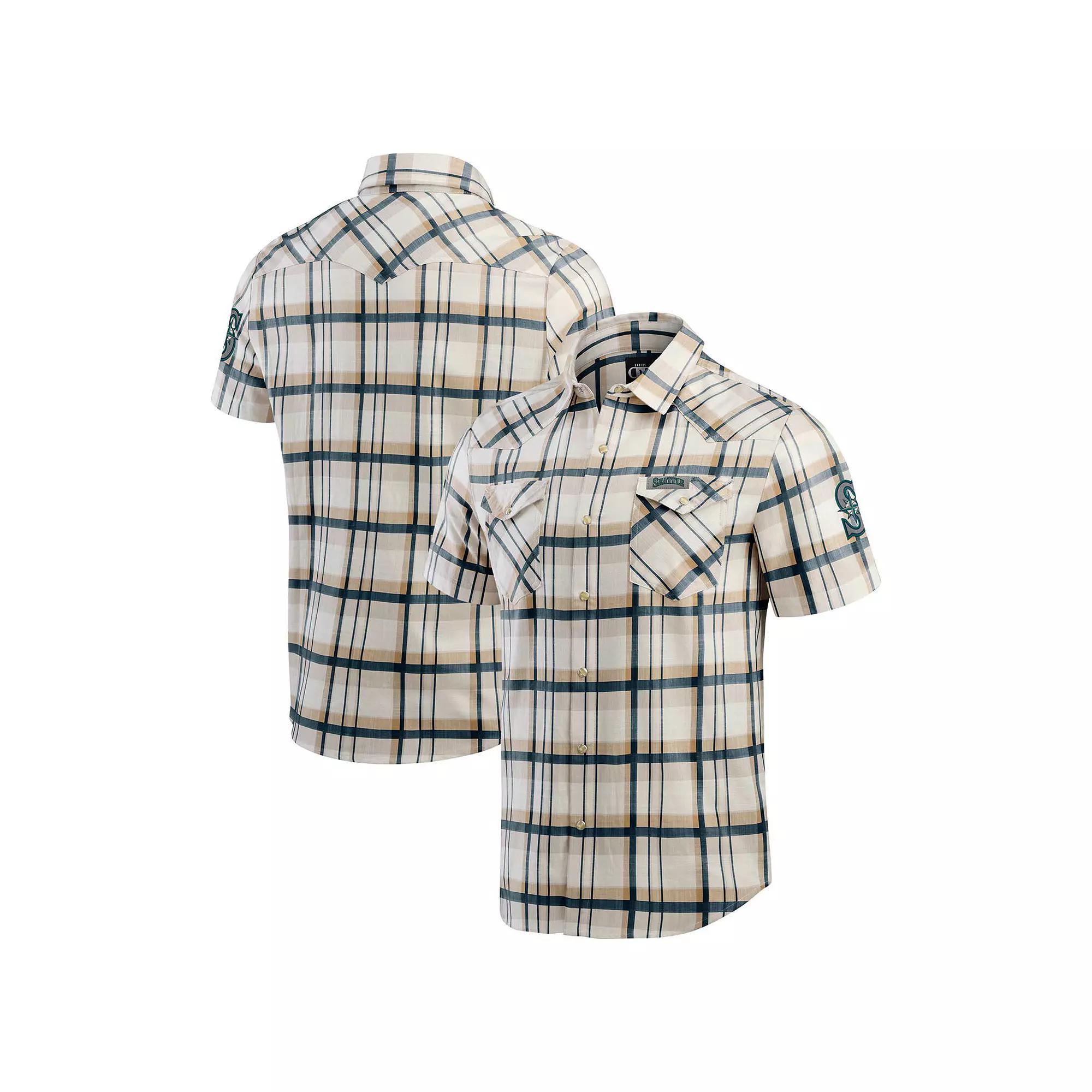 Men's Darius Rucker Collection by Fanatics Navy Seattle Mariners Plaid Full-Snap Shirt, Size: 3XL, Blue Product Image