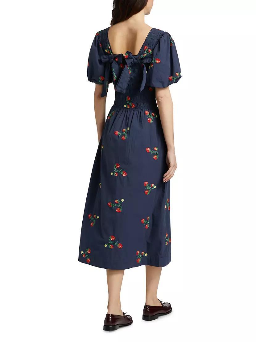 Lauren Strawberry Embroidered Midi-Dress Product Image