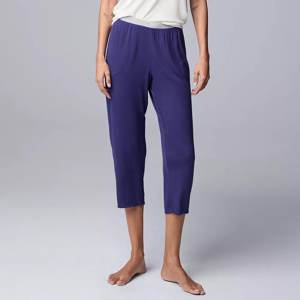 Women's Simply Vera Vera Wang Basic Luxury Pajama Capri Pants, Size: Large, Blue Product Image