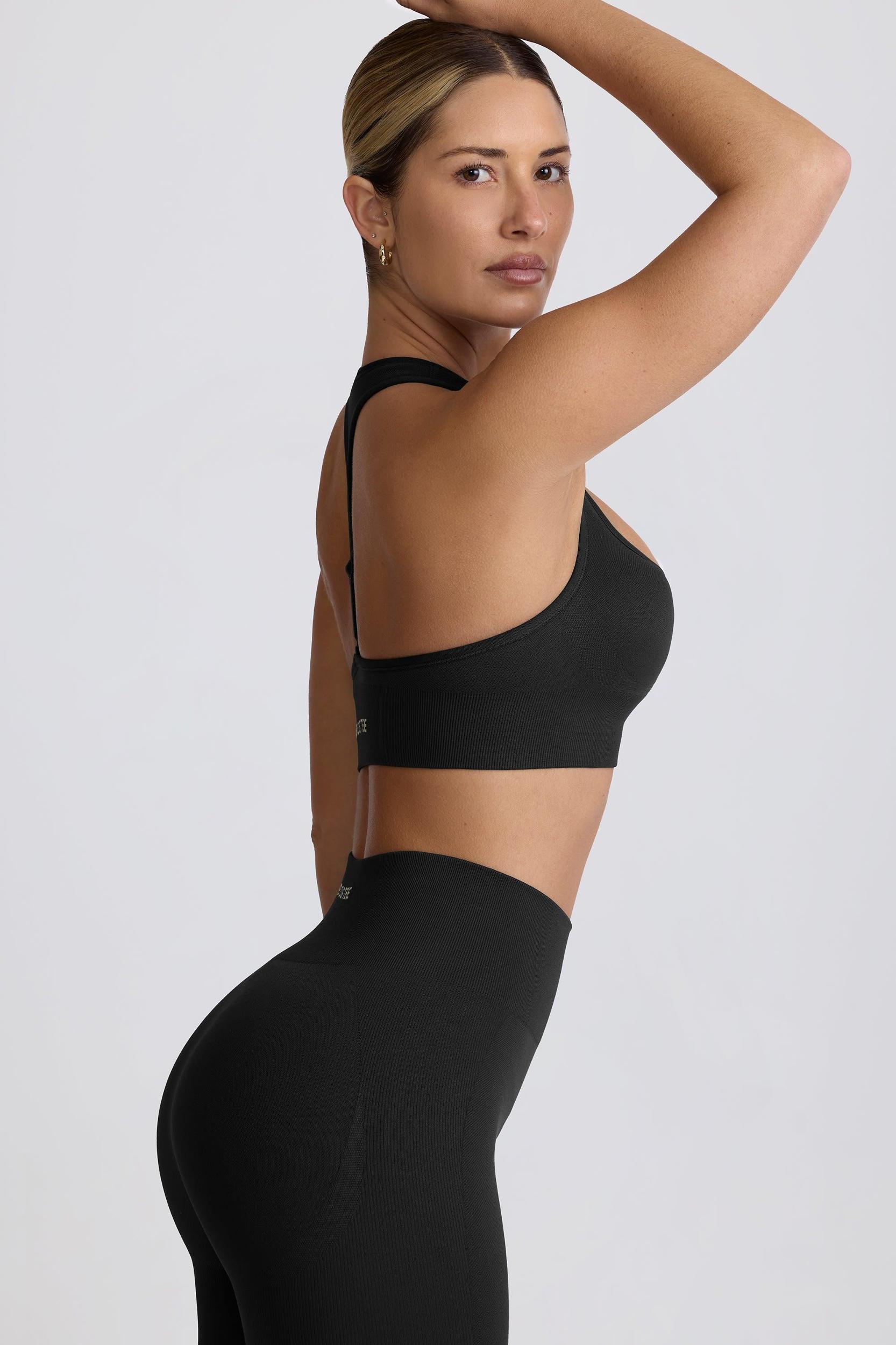 Super Sculpt Seamless T-Back Sports Bra in Black Product Image