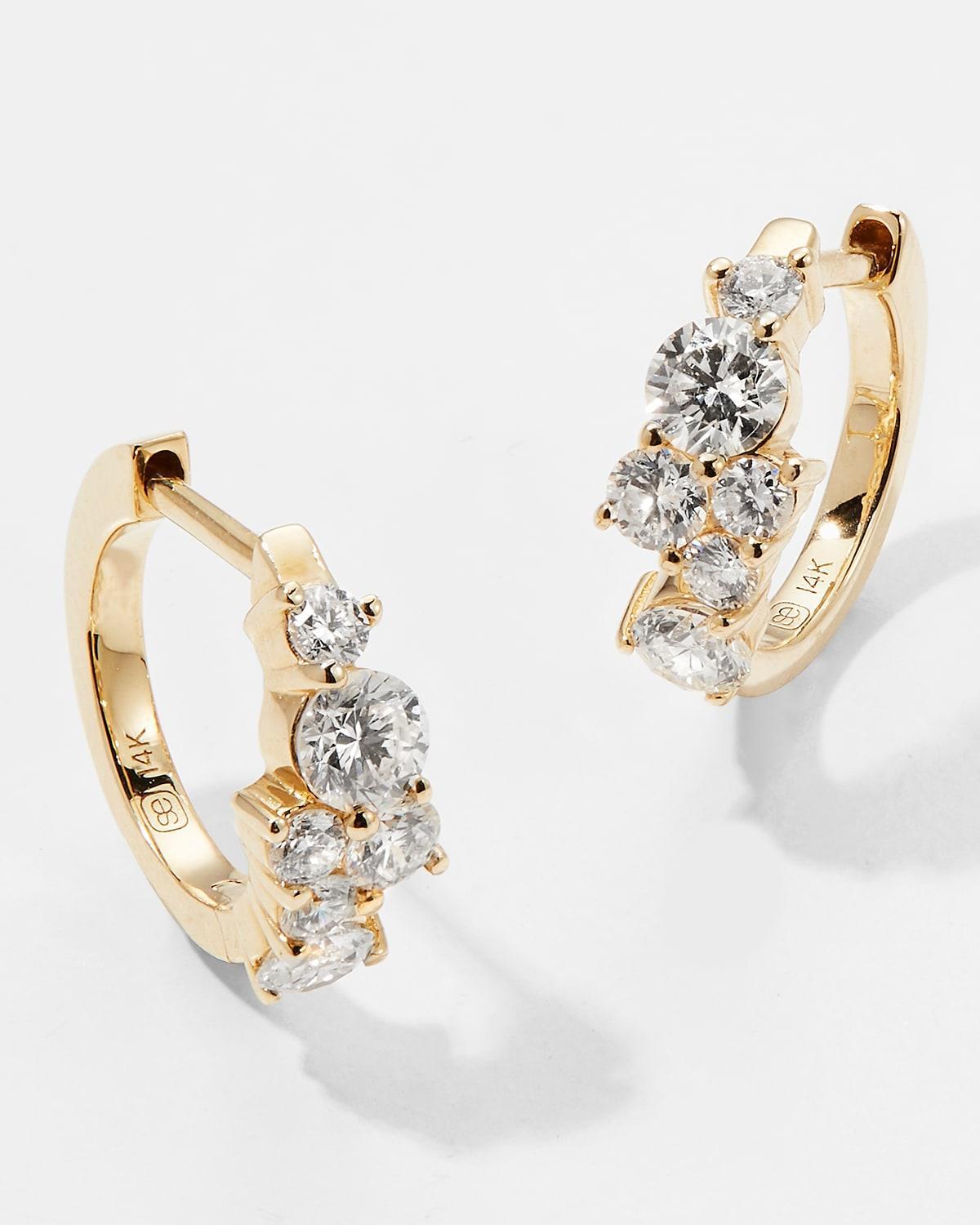 Cocktail 14k Gold Diamond Huggie Hoop Earrings Product Image