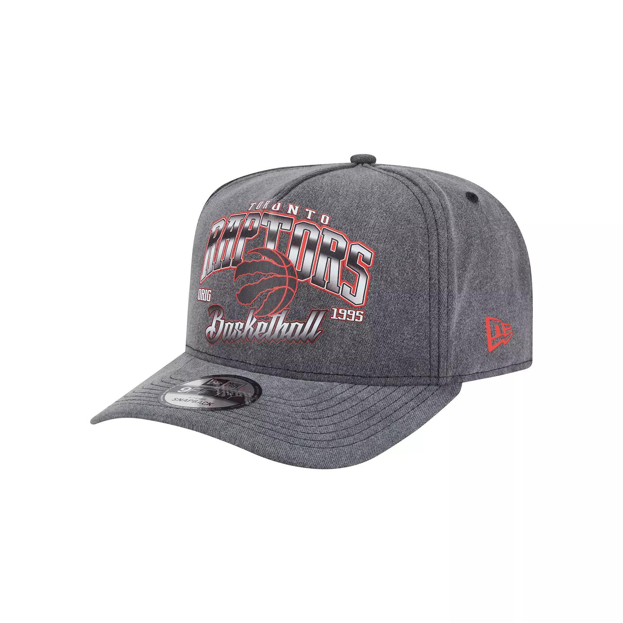 Men's New Era  Charcoal Toronto Raptors Throwback Washed Pre-Curved 9FIFTY Snapback Hat, Rpt Charco Product Image