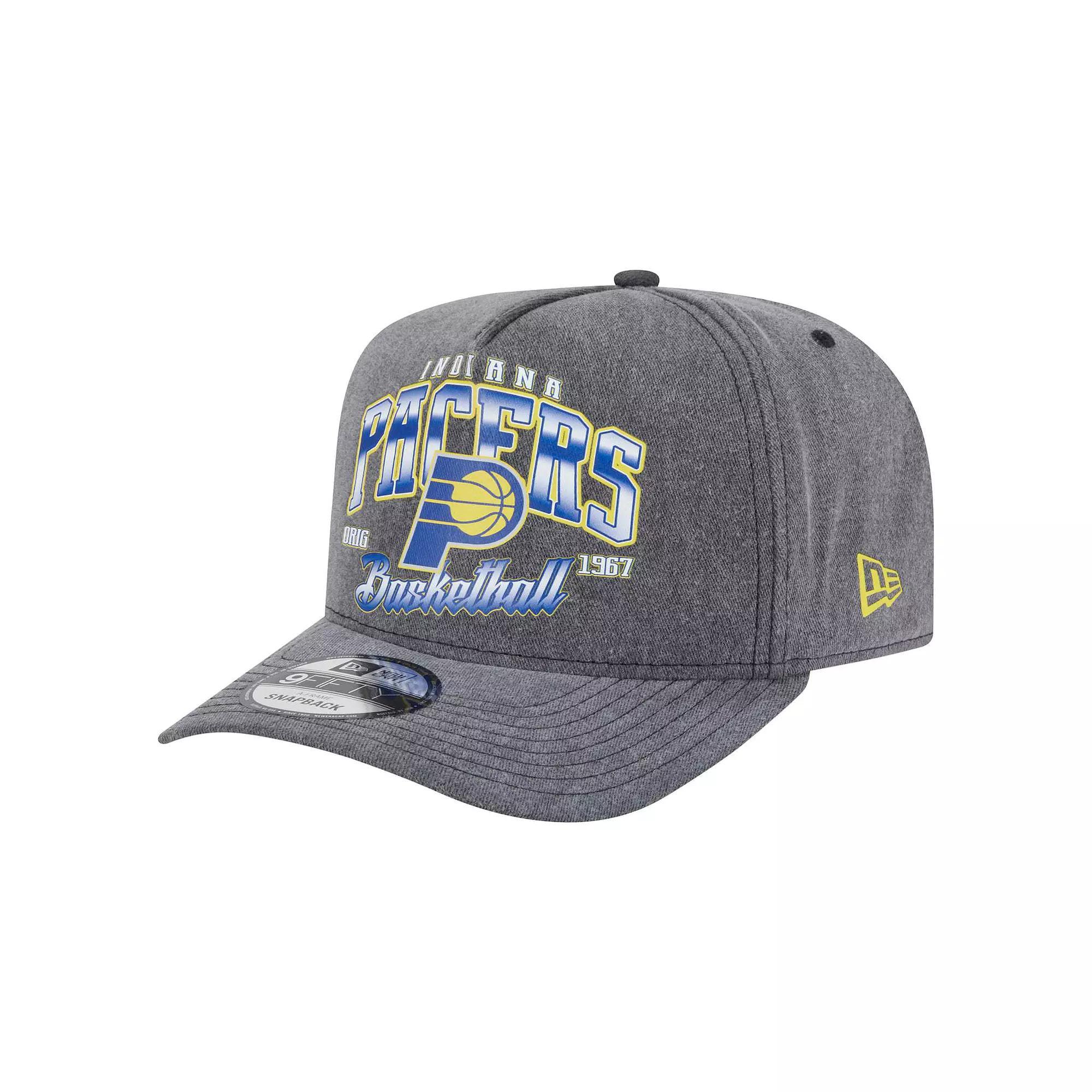 Men's New Era  Charcoal Indiana Pacers Throwback Washed Pre-Curved 9FIFTY Snapback Hat Product Image