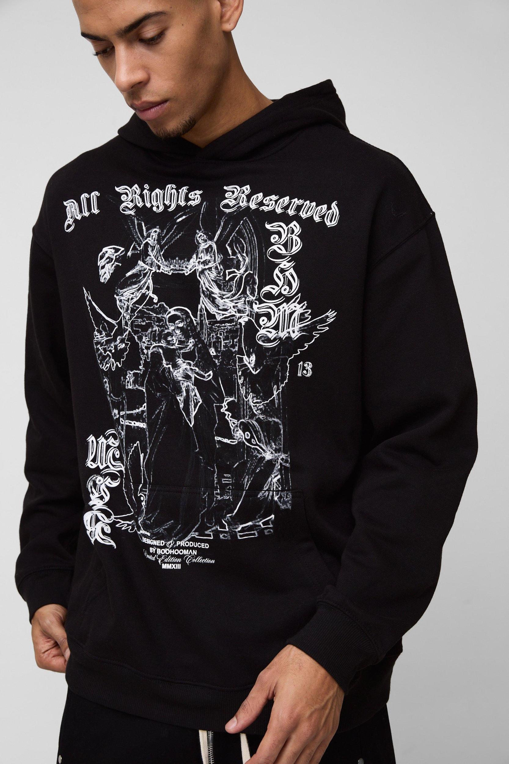 Oversized Renaissance Graphic Hoodie | boohooMAN USA Product Image