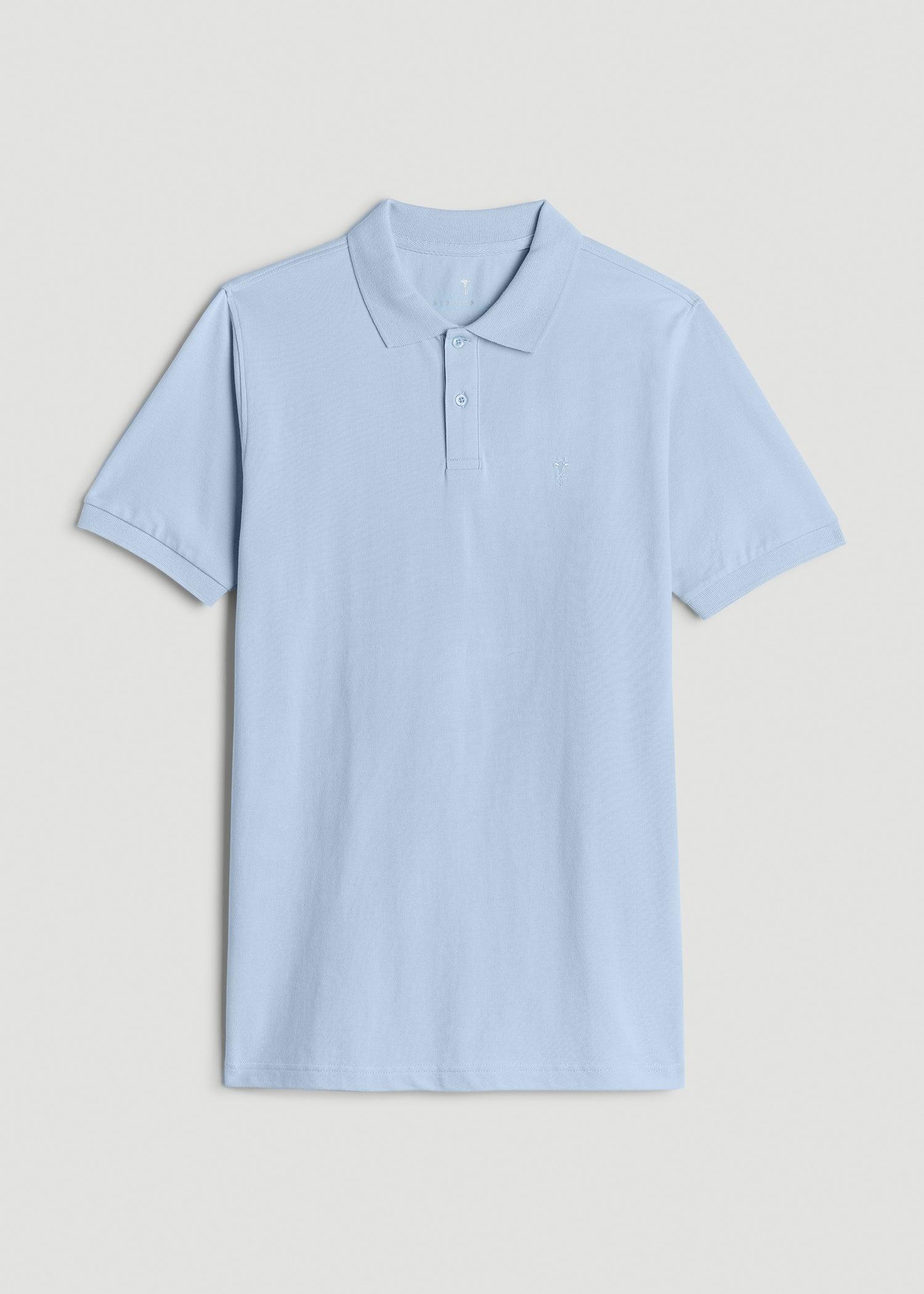 Men's Tall Classic Polo with Embroidered Logo in Ice Blue Product Image