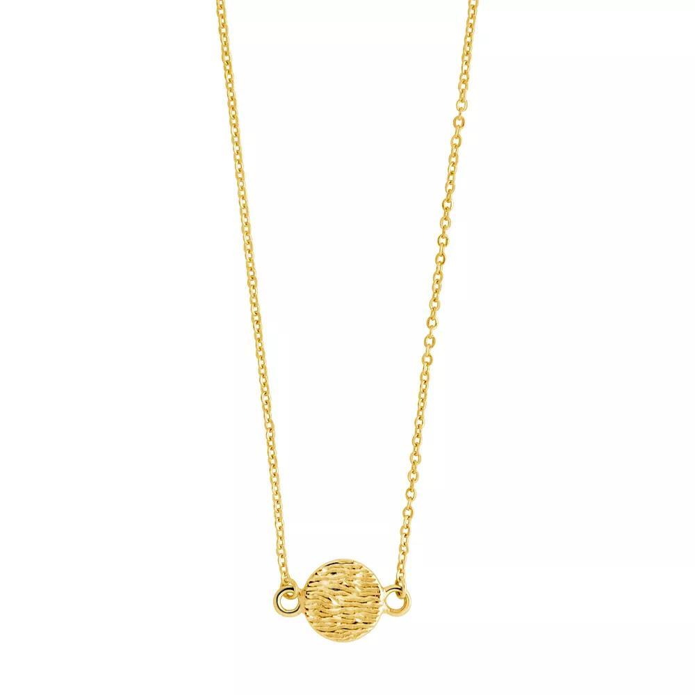 MC Collective 14k Gold Textured Disc Pendant Necklace, Women's Product Image
