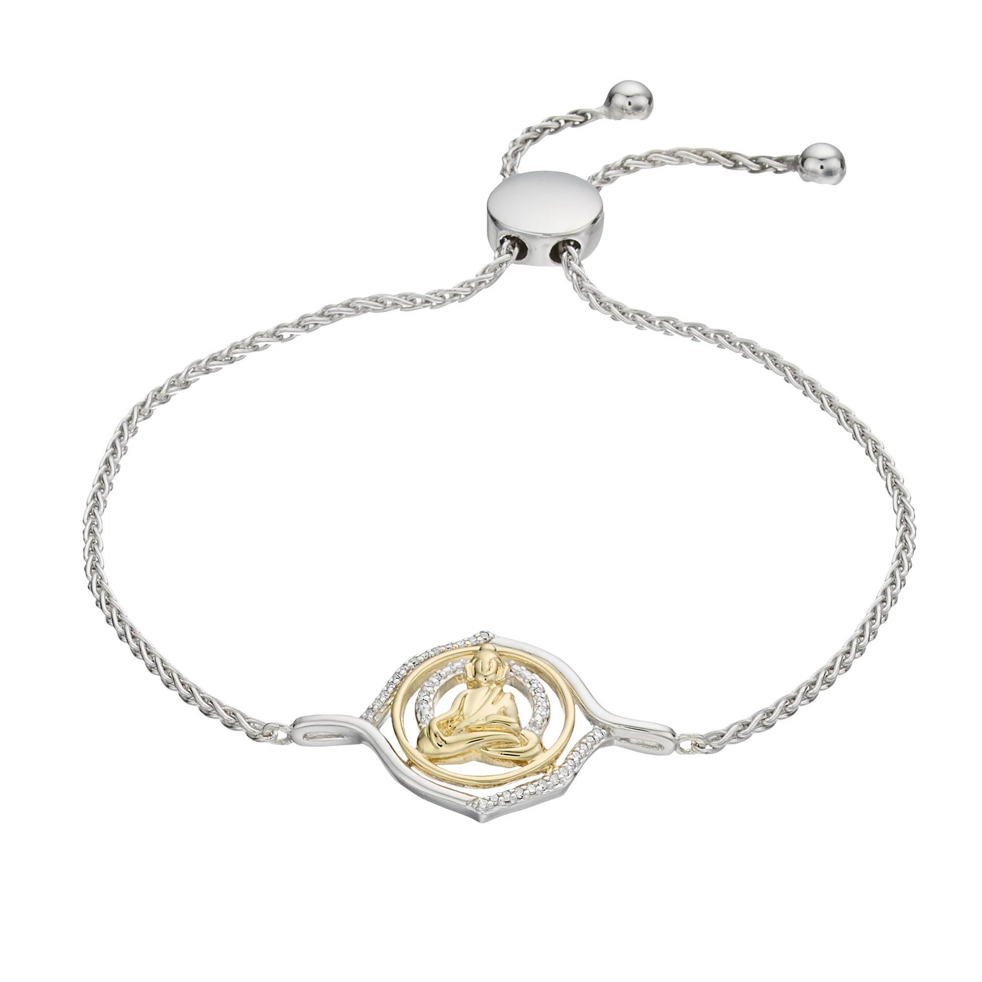 14k Gold Over Silver 1/10 Carat T.W. Diamond Bolo Bracelet, Women's, Size: 9.75, Two Tone Product Image