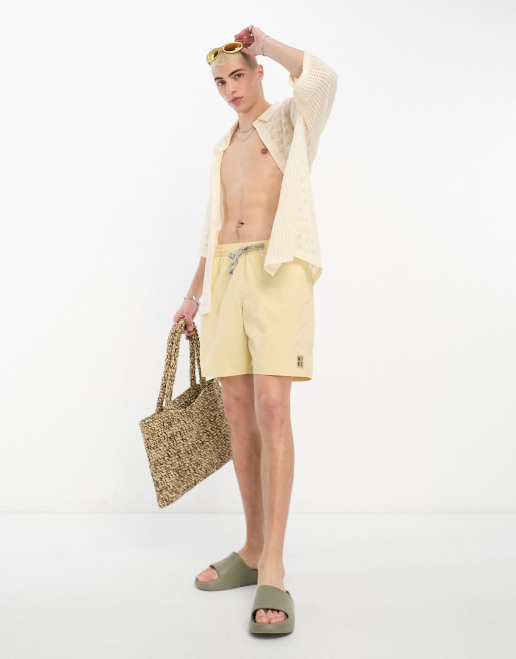 Nike Swimming Icon Volley 7 inch swim shorts in stone Product Image