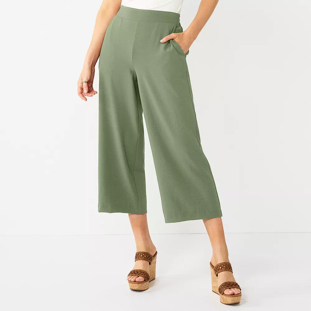 Women's Nine West Pull-On Wide-Leg Crop Pants, Size: XS, Camden Green Product Image