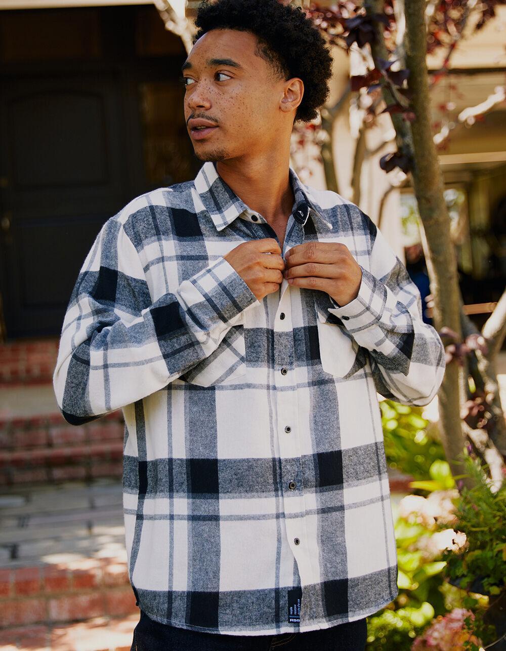 RSQ Mens Plaid Flannel - NAVY/ORANGE Product Image