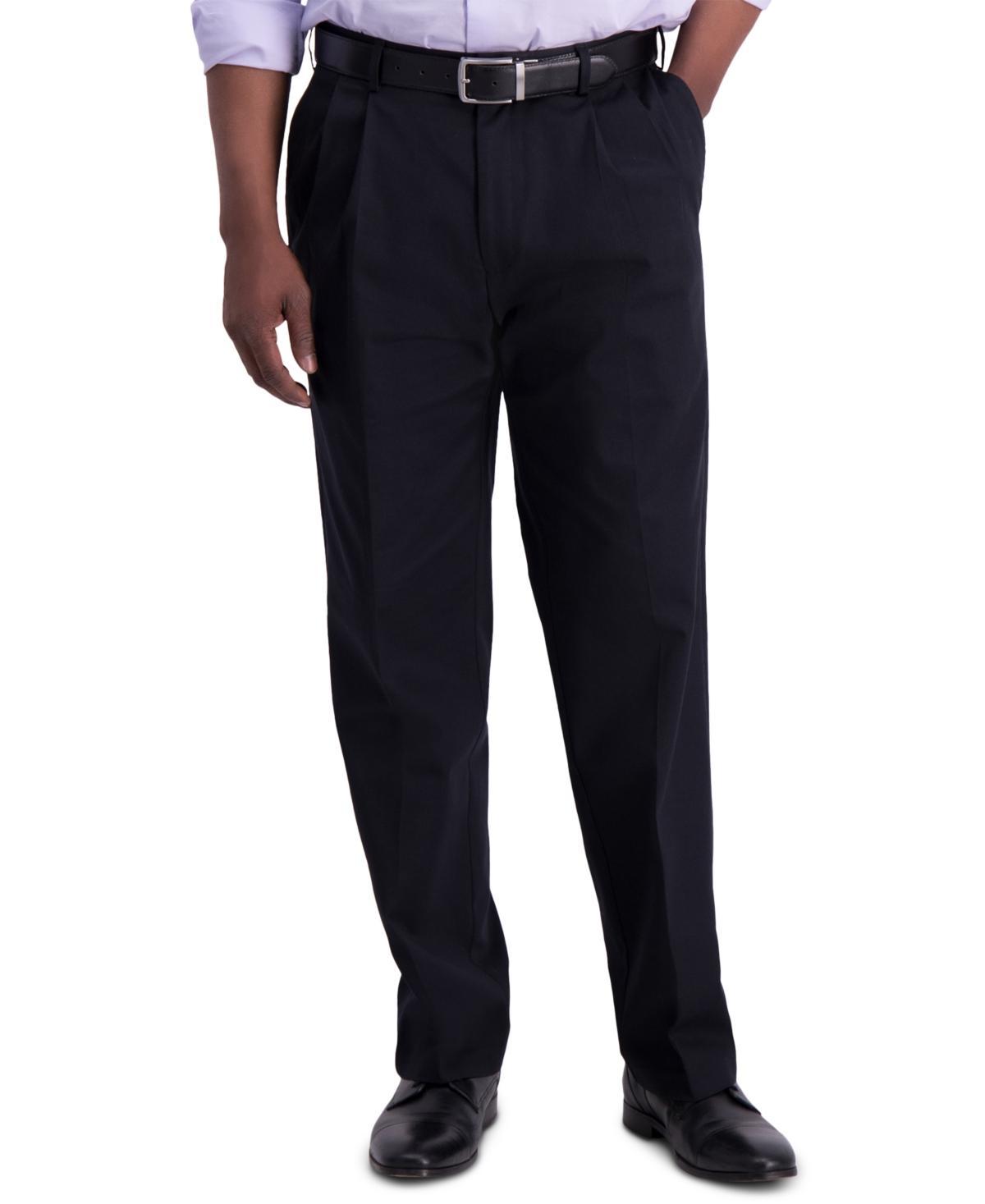 Mens Haggar Iron Free Premium Khaki Classic-Fit Pleat Front Hidden Comfort Waistband Casual Pant Product Image