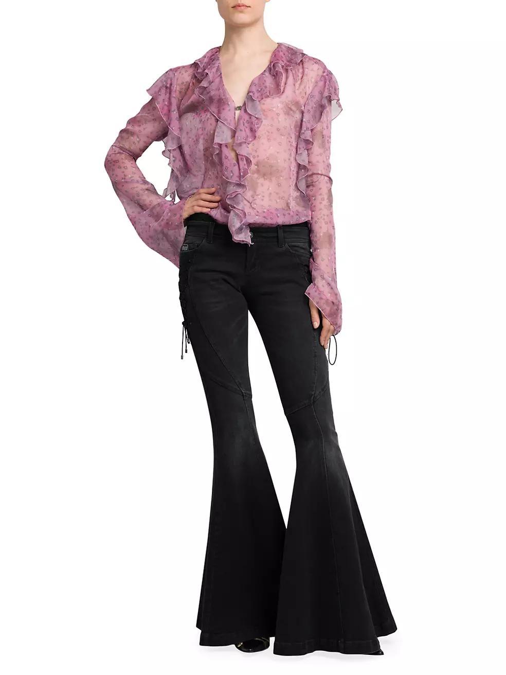 Floral Chiffon Ruffle Shirt Product Image