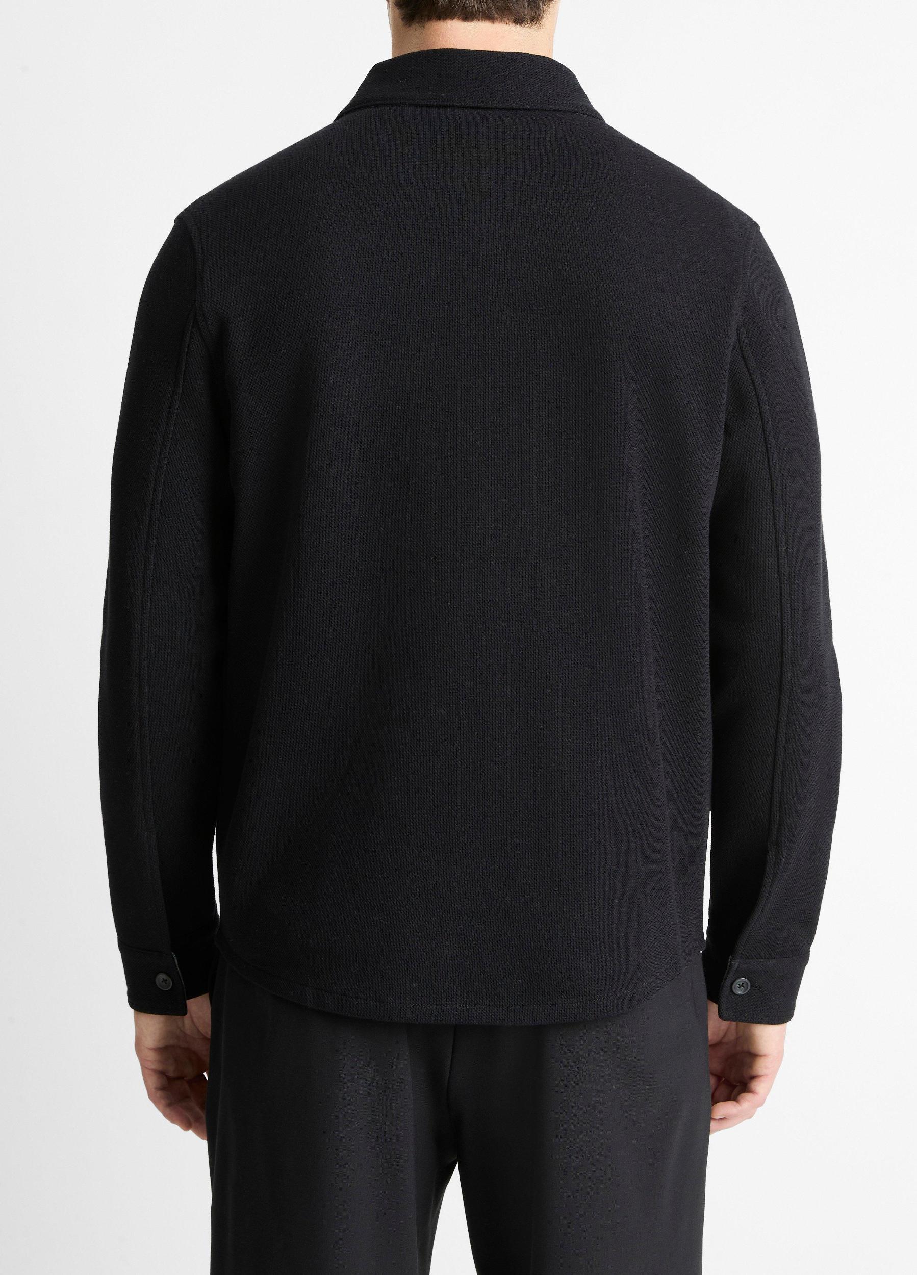 Mens Double-Knit Cotton-Blend Piqu Shirt Jacket, Black/medium Heather Grey, Size L Vince Product Image