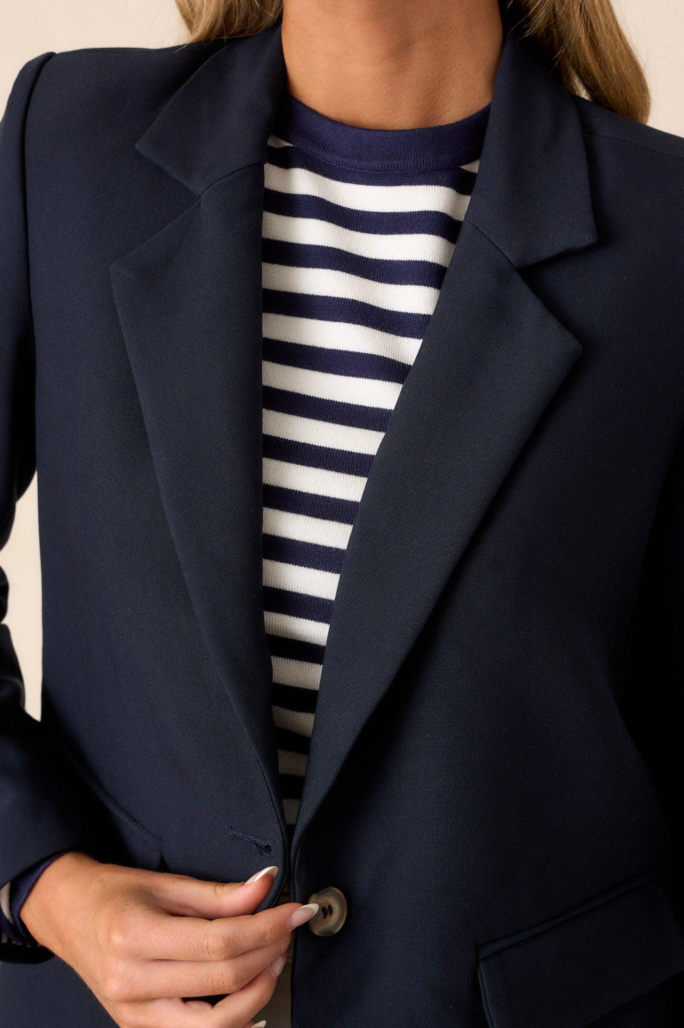On A Power Trip Navy Blazer Product Image