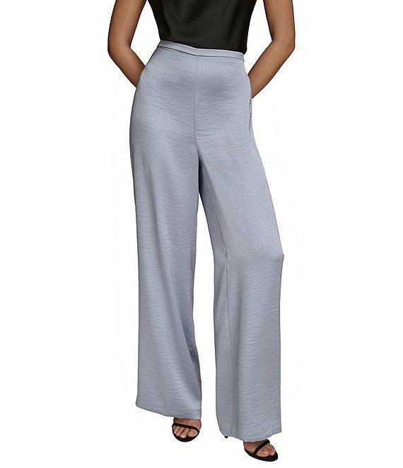 Donna Karan Satin High-Rise Wide Leg Pants Product Image
