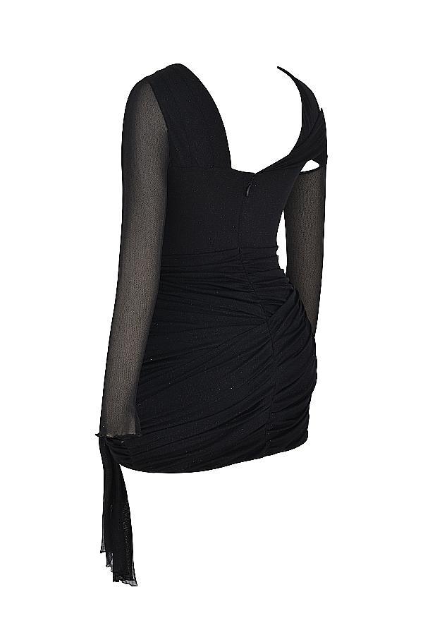 Santa Black Glitter Cutout Mini Dress Product Image