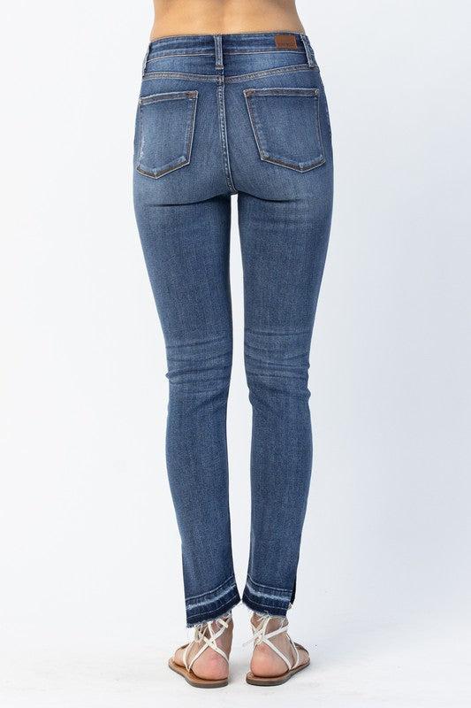 Libby Hi-Rise Skinny w/ Released Hem and Side Slit Judy Blue Jeans Product Image